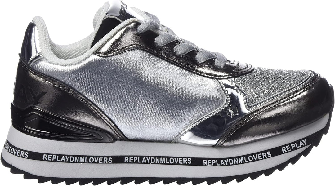 Replay Mädchen Penny Jr Sneaker 32 EU 051silver Black, 32 EU 051silver Black