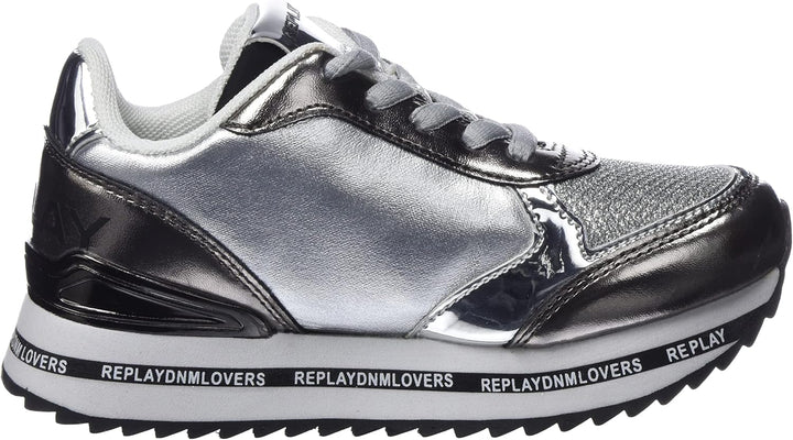 Replay Mädchen Penny Jr Sneaker 32 EU 051silver Black, 32 EU 051silver Black