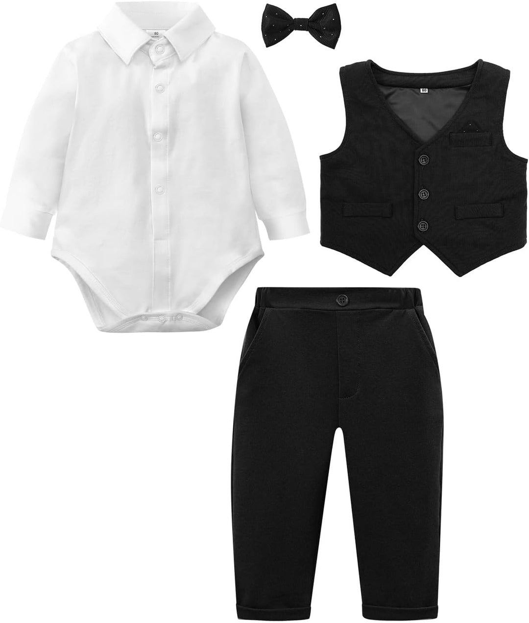 mintgreen Baby Anzug Junge, 3 Stück Formelles Outfit Taufanzug Gentleman Smoking Shirt & Weste + Hos