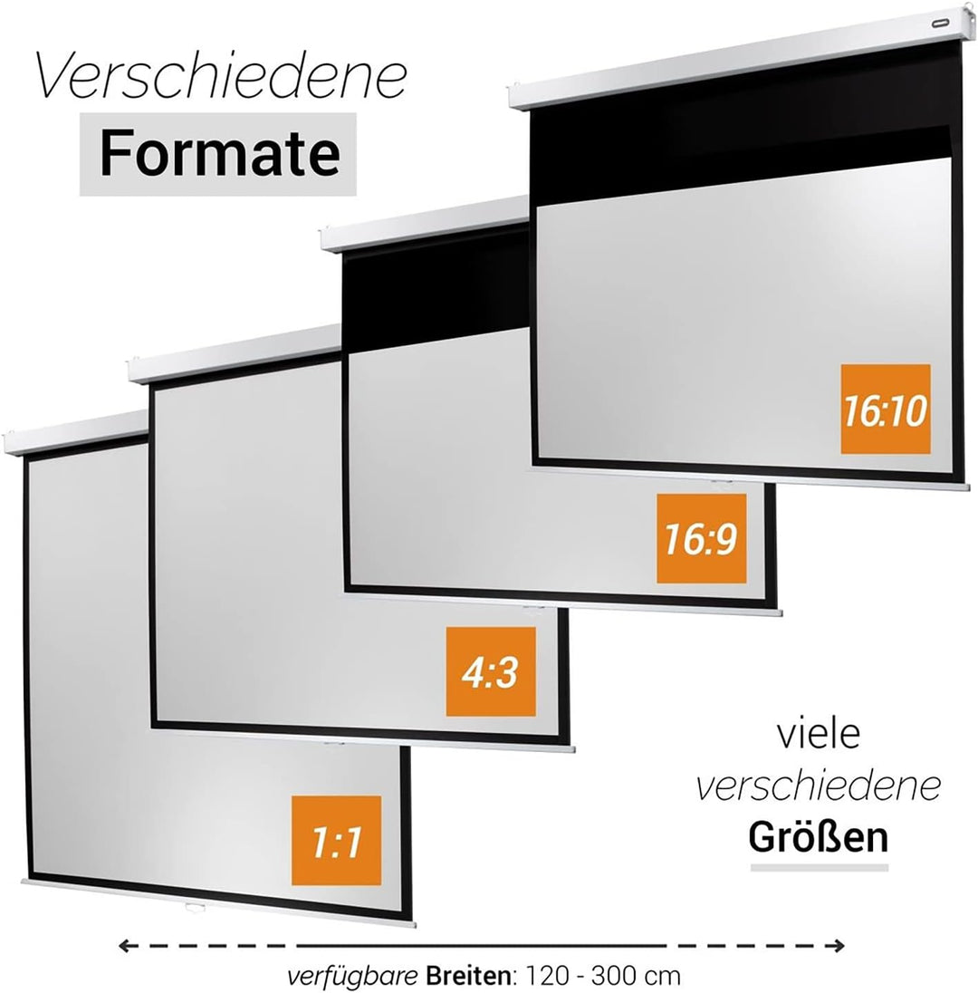 celexon manuell ausziehbare Heimkino- und Business-Rollo-Beamer-Leinwand 4K und Full-HD mit Slow-Ret