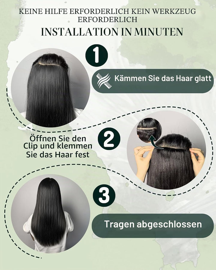 RUNATURE Clip Extensions Echthaar Goldblond mit Hellblond Clip in Echthaar Extensions Remy Haar Clip