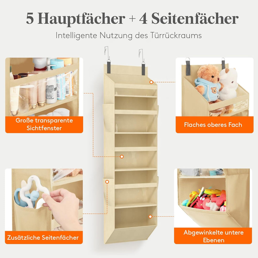 Lifewit Türorganizer Hängeorganizer, 5 Regal klar Fenster hängende Lagerung mit 4 Mesh Seitentaschen