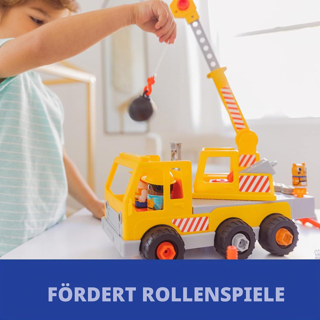 Learning Resources Design &amp; Drill Schrauberkumpel Kran, Spielzeug zum Auseinanderbauen, mit elektris