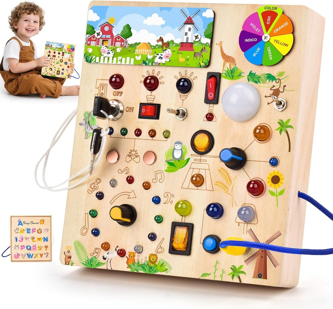 Fwiull Montessori Spielzeug ab 1 Jahr,Baby Montessori Busy Board,Activity Board Montessori ab 2 Jahr