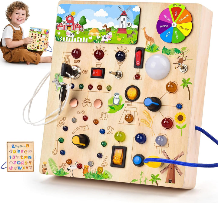 Fwiull Montessori Spielzeug ab 1 Jahr,Baby Montessori Busy Board,Activity Board Montessori ab 2 Jahr