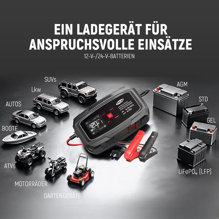 TOPDC 25A 12V/24V Smartes Lade-, Erhaltungs- &amp; Stromversorgungsgerät