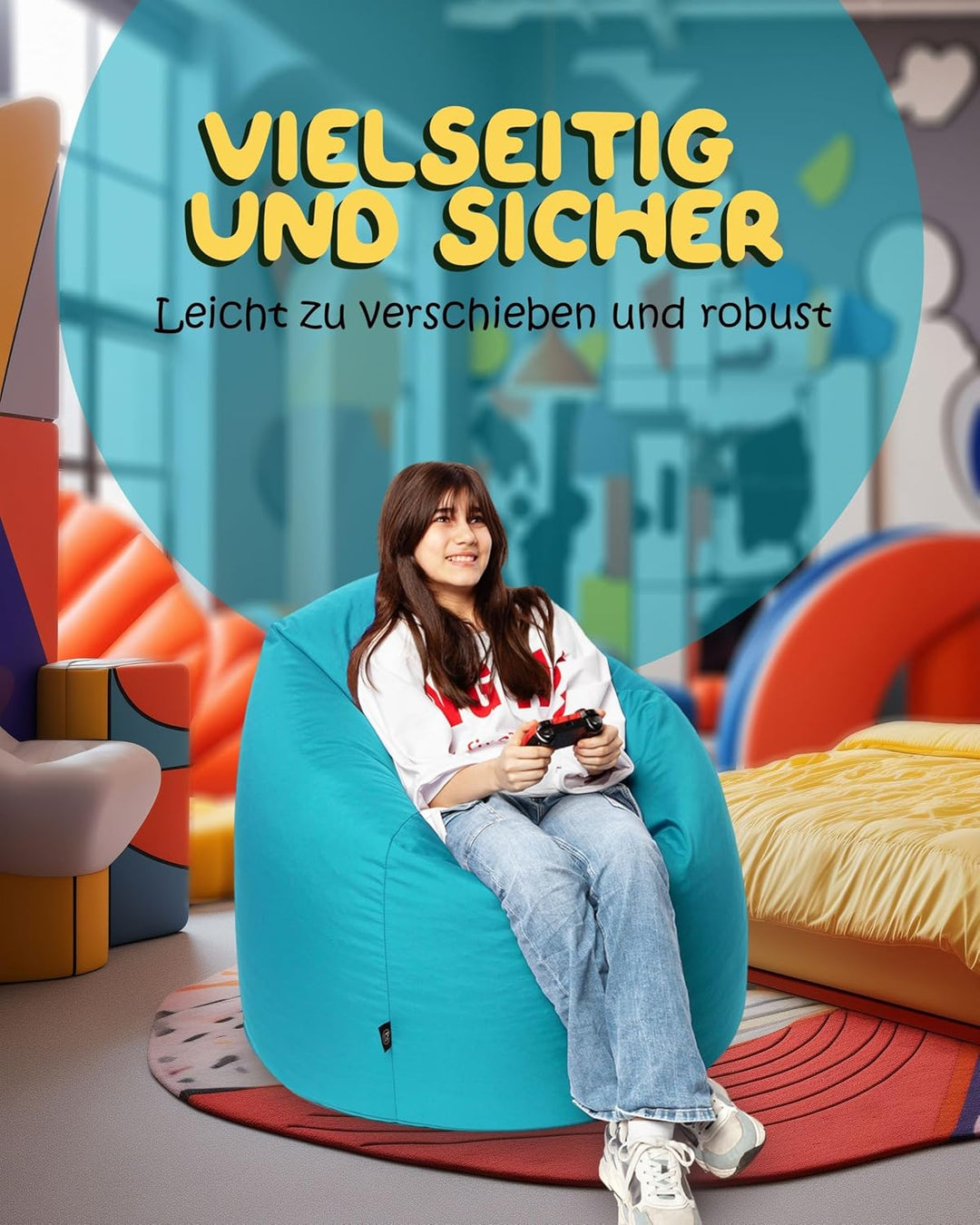 PATCH HOME Patchhome Sitzsack Tropfenform mit Reissverschluss Nachfüllbar - für In &amp; Outdoor - mit S