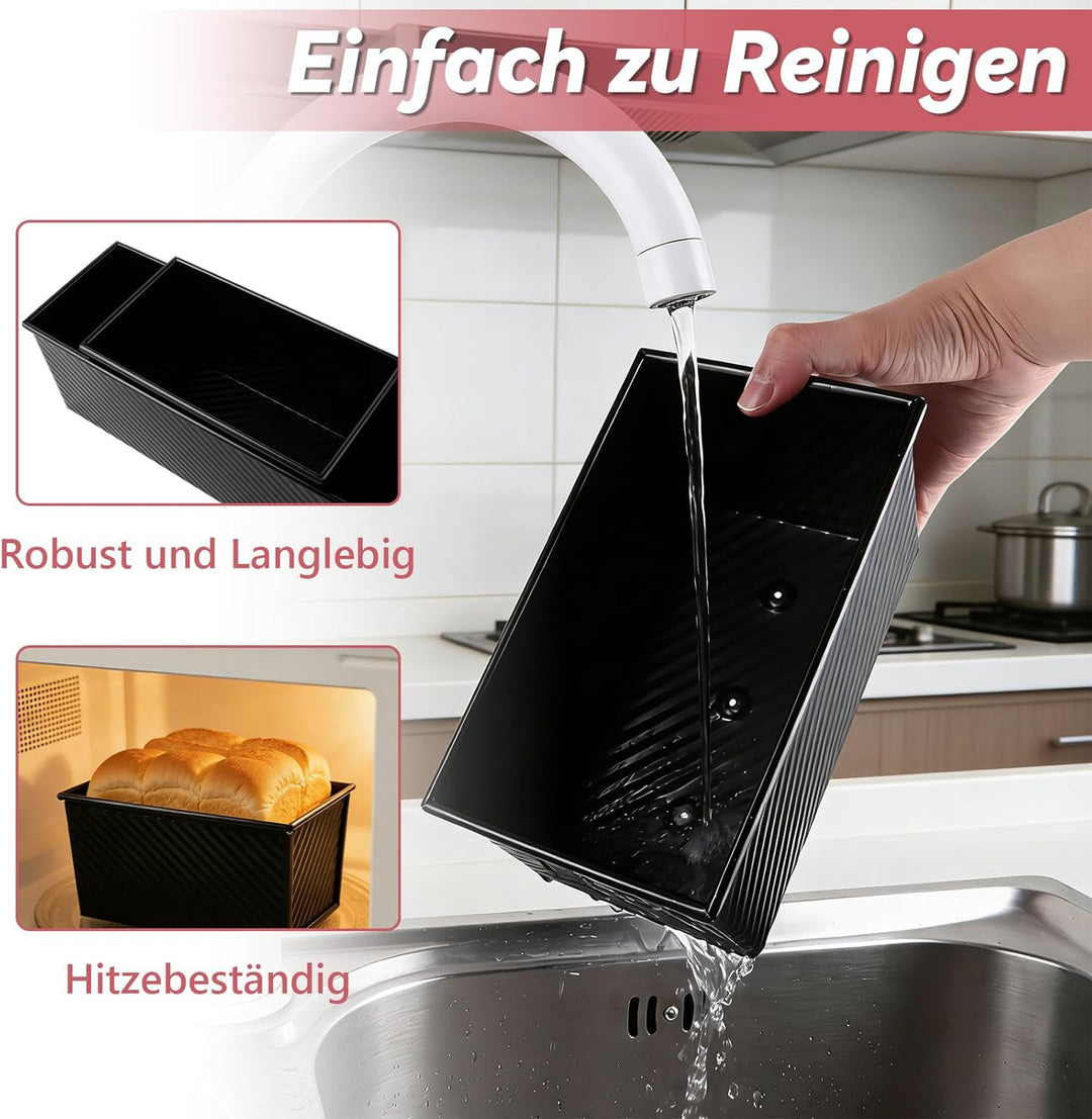 2 Stück Brotbackform mit Deckel, 31.8x12x11.43cm Kastenform mit Deckel, 21.6x12x11cm Toast Backform,