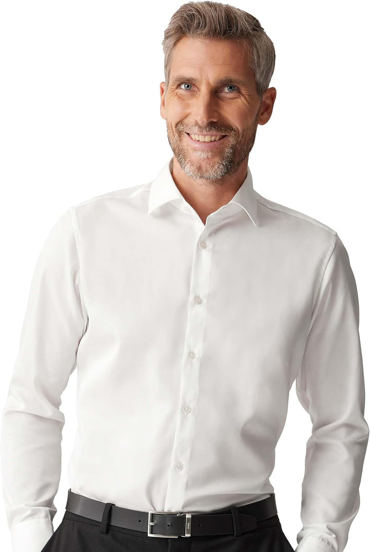 Venti Herren Twill Hemd unifarben extra Langer Arm 72cm Modern Fit 39 Extra Tall Weiss, 39 Extra Tal