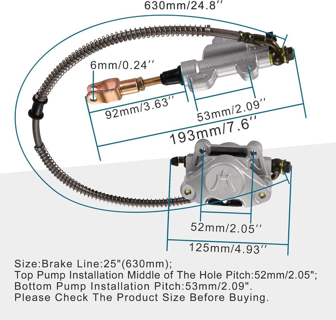 GOOFIT Hinter Disc Hauptbremszylinder mit Bremssattel Ersatz für Taotao ATV Quad 150cc 200cc 250cc