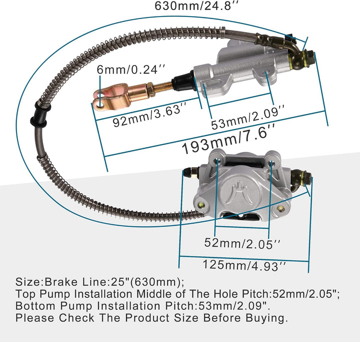 GOOFIT Hinter Disc Hauptbremszylinder mit Bremssattel Ersatz für Taotao ATV Quad 150cc 200cc 250cc