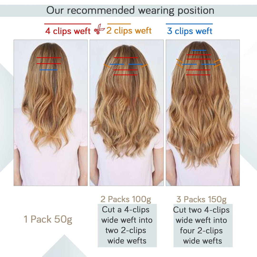 RUNATURE Haarverlängerung Echthaar Clip Schwarz 45cm 3 Stück Naturliches Haar Extensions Seamless #1