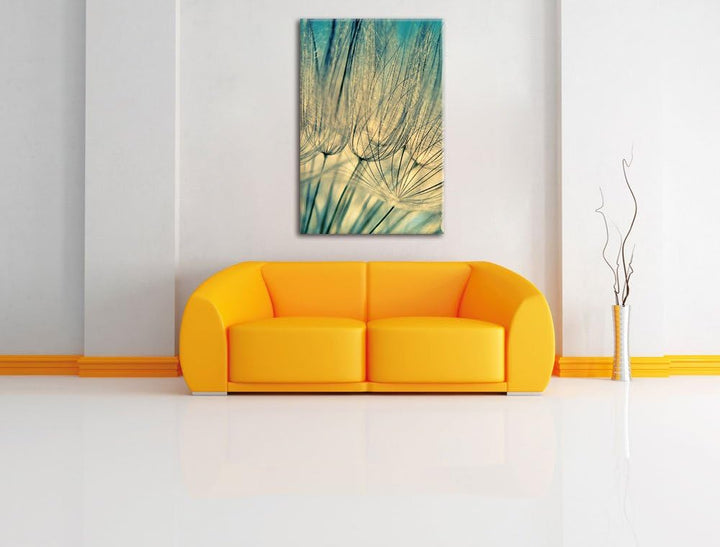 Pixxprint Pusteblumen, Format: 100x70 auf Leinwand, XXL riesige Bilder fertig gerahmt mit Keilrahmen