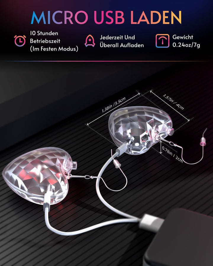 LED Ohrringe Disco Ball Ohrringe 7 RGB Licht Projektion Licht Ohrringe für Frauen Wiederaufladbare L