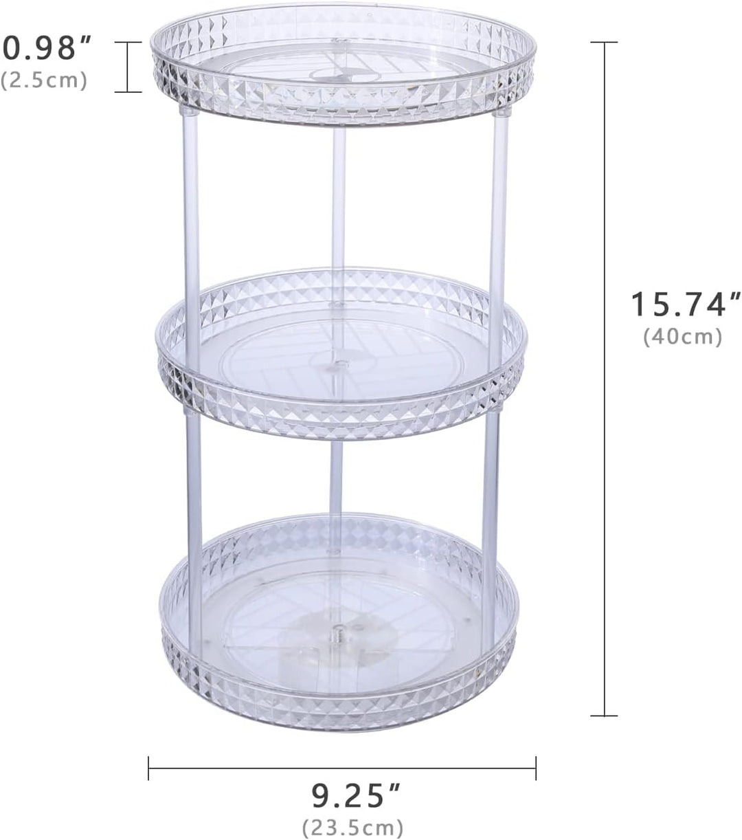 ROWNYEON 360° Drehbar Make up Organizer, Kosmetik Organizer Hautpflege 3 Lagen Skincare Parfüm Badez