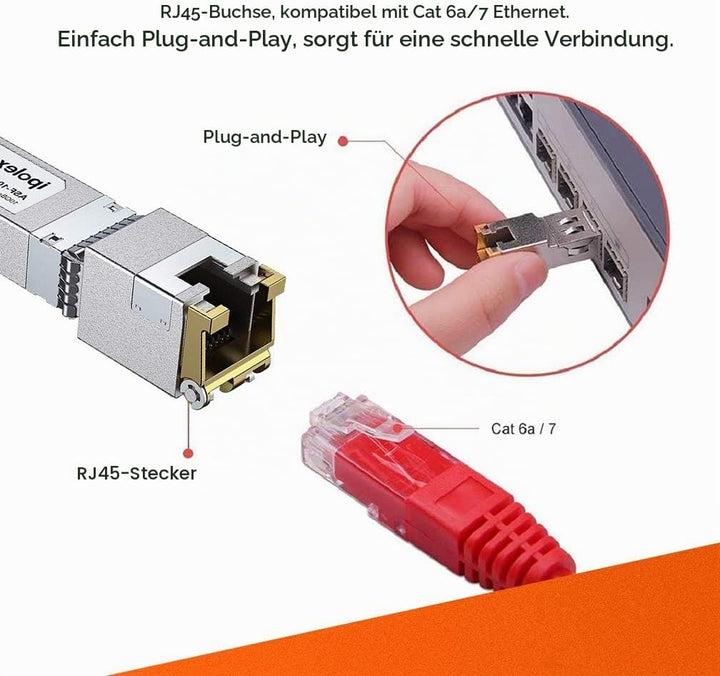 1.25/2.5/5/10G SFP+ RJ45 Copper Transceiver, 10GBase-T RJ-45 SFP+ Module, Compatible for Cisco SFP-1
