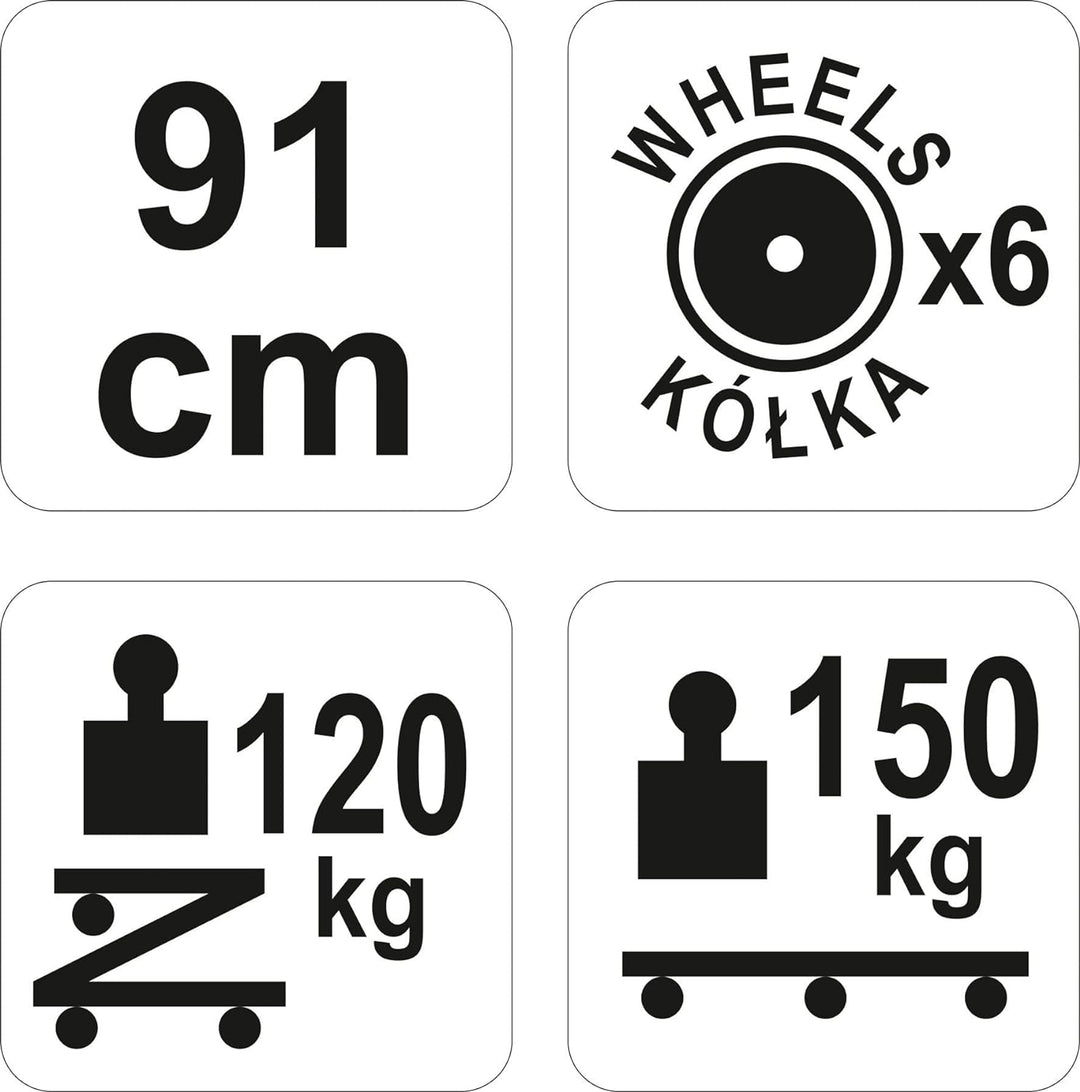 YATO Profi 2 in 1 Montage Rollbrett &plus; Werkstatthocker 150kg 6 leichtgängige 360° Rollen Werksta