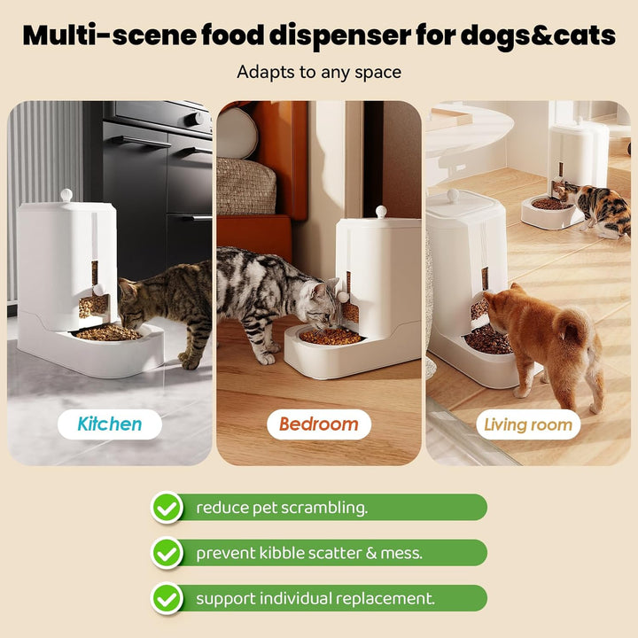 JUNSPOW Automatischer Katzenfutterspender Hundenapf Spender Set, Einstellbare Futterspender & Halten