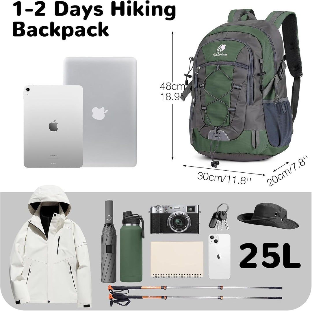 25L Wandernrucksack Damen Herren, Outdoor Rucksäcke Tagesrucksäcke, Wasserdichter Reiserucksack für