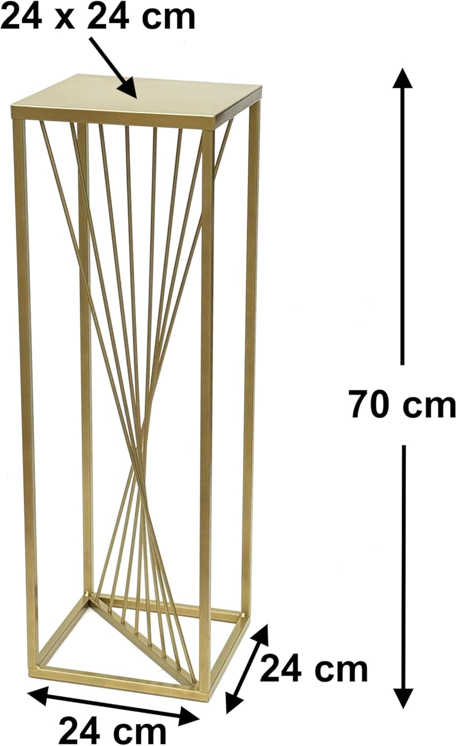 DanDiBo Blumenhocker Metall Gold Eckig 70 cm Blumenständer Beistelltisch 96565 Blumensäule Design Mo