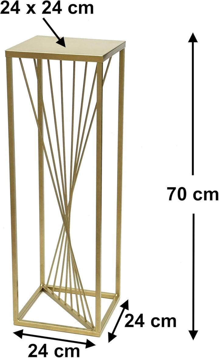 DanDiBo Blumenhocker Metall Gold Eckig 70 cm Blumenständer Beistelltisch 96565 Blumensäule Design Mo
