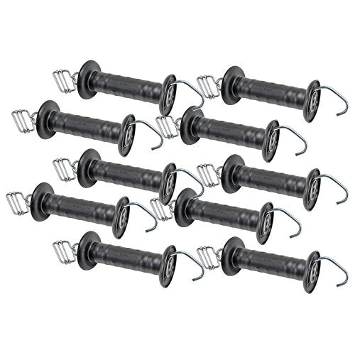 VOSS.farming 10x Grosse Torgriffe mit Zugbegrenzung und Haken - Farbe: schwarz - Weidezauntorgriff -