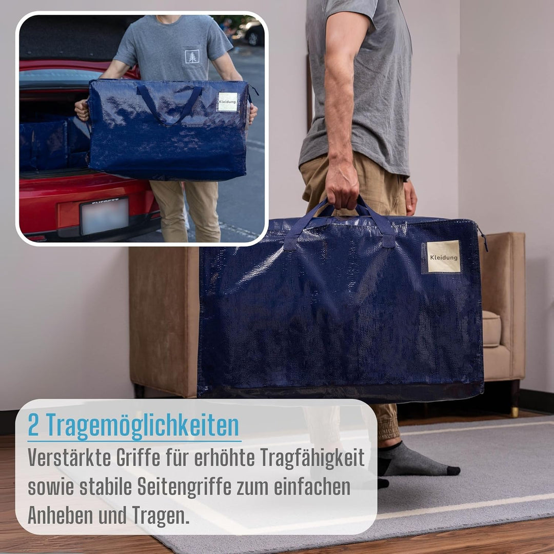 VENO 10er-Pack strapazierfähige grosse Aufbewahrungstasche mit Reissverschlüssen und Etikettentasche