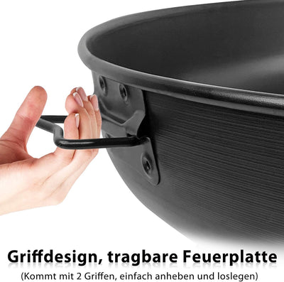 UISEBRT Feuerschale 80cm - Feuerstelle mit Griffen and 3 Füssen für Draussen Terrasse Garten Balkon