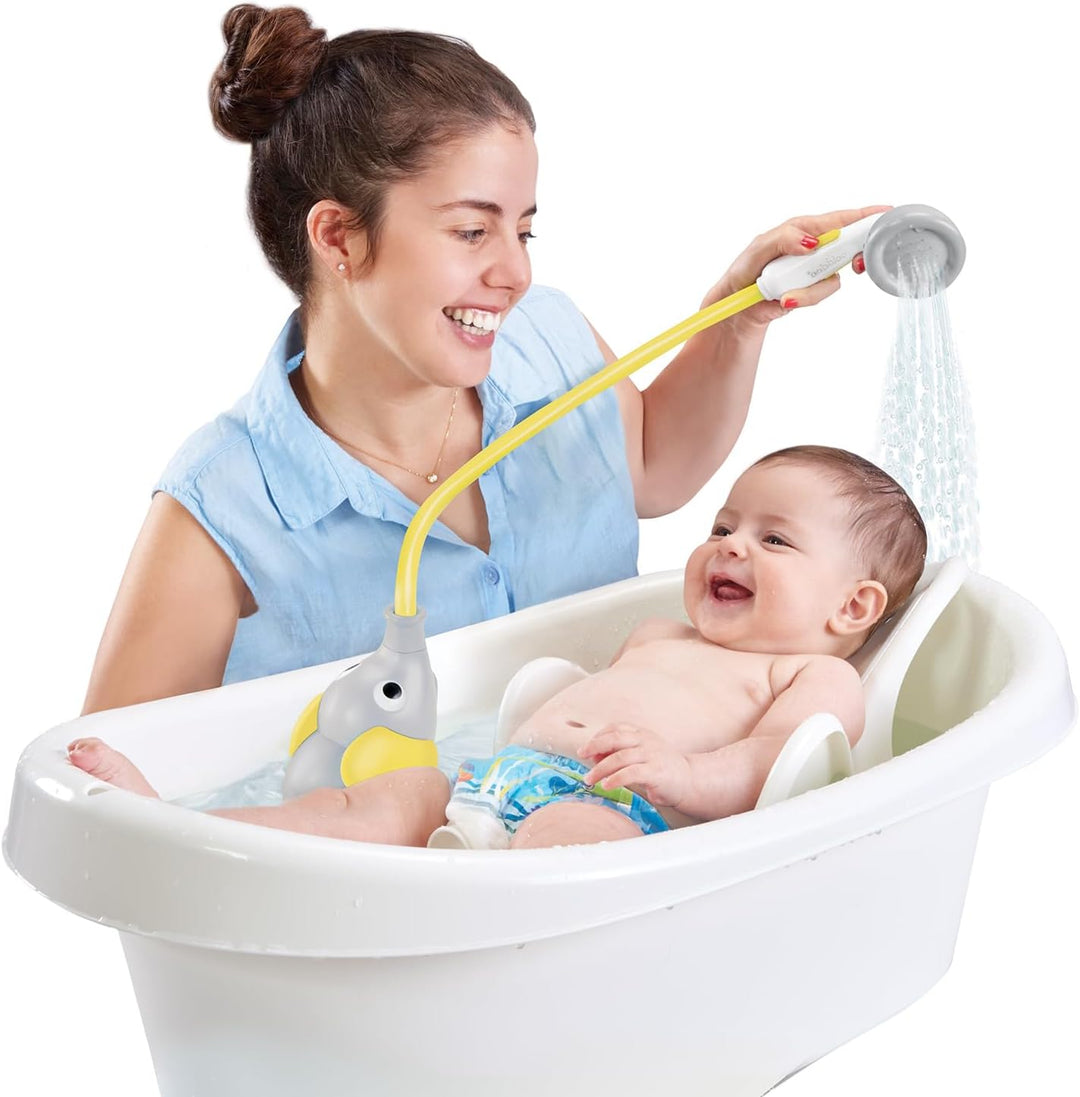 Yookidoo Baby Bath Shower Head - Elefant Water Pump with Trunk Spout Rinser - Control Water Flow fro