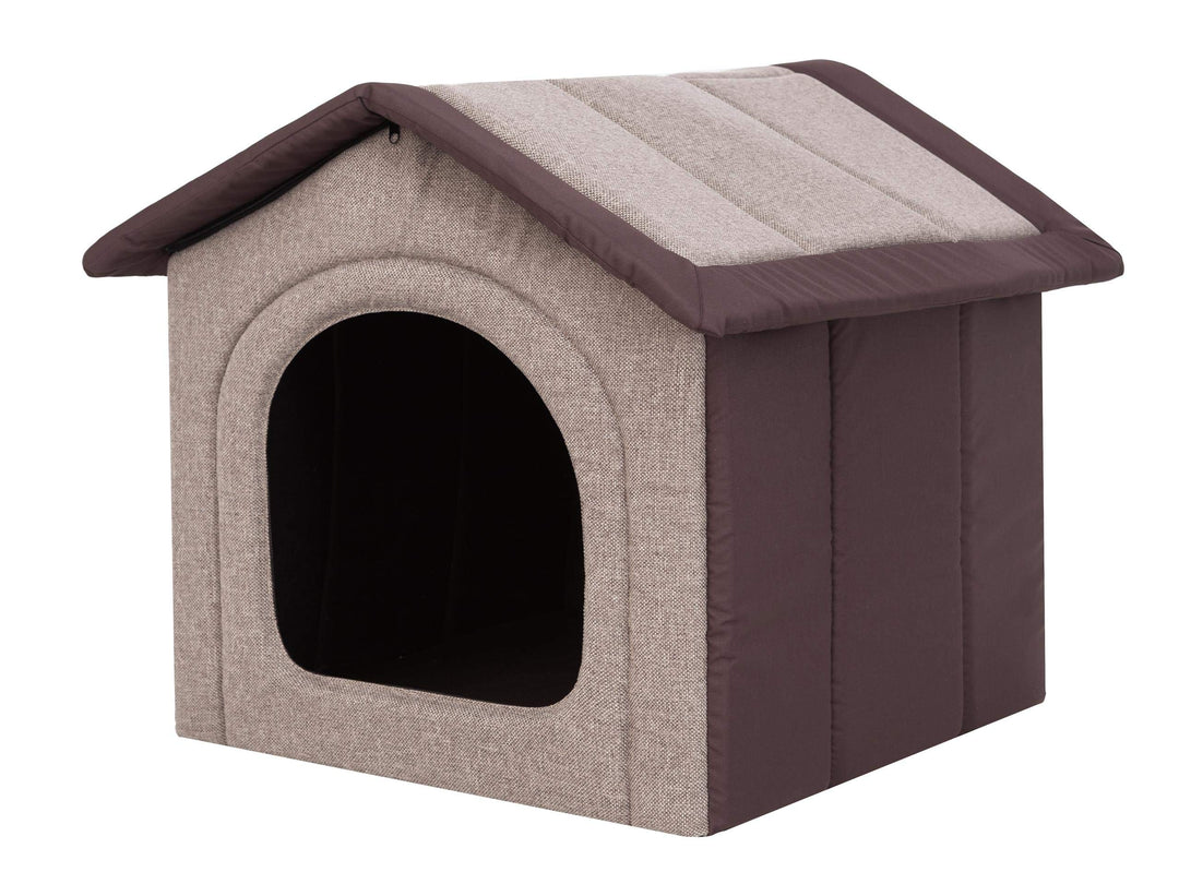 Hundehütte Hundehöhle Hundebett Hundehaus Katzenhöhle mittle L - 52x46 cm Cappuccino mit braun L - 5