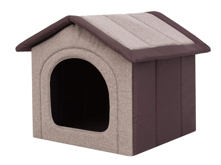 Hundehütte Hundehöhle Hundebett Hundehaus Katzenhöhle mittle L - 52x46 cm Cappuccino mit braun L - 5