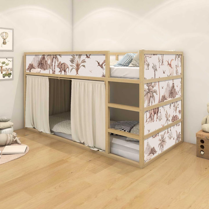WANDKIND Aufkleber für IKEA KURA Kinderbett Hochbett Klebefolie Möbelfolie Sticker Kinderzimmer Dino