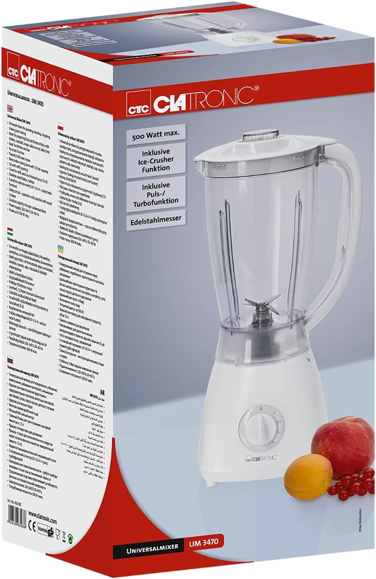 Clatronic Standmixer | Universalmixer | 1,5 Liter | Mixer | Edelstahlmesser | Zerkleinern, Shaken un