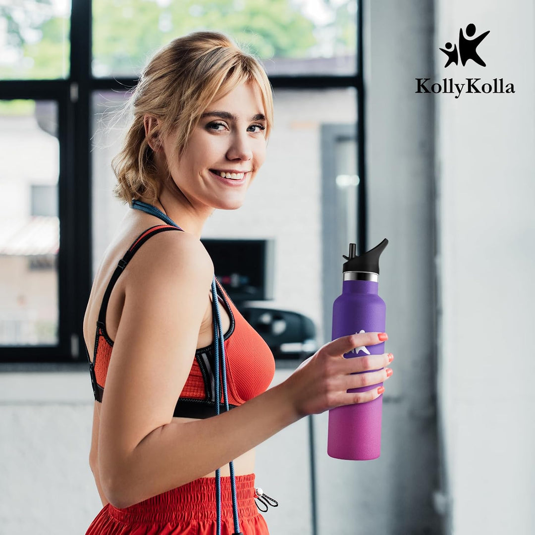 KollyKolla Trinkflasche Edelstahl 750ml, Thermoskanne BPA-Frei, Auslaufsichere Isolierflasche Doppel