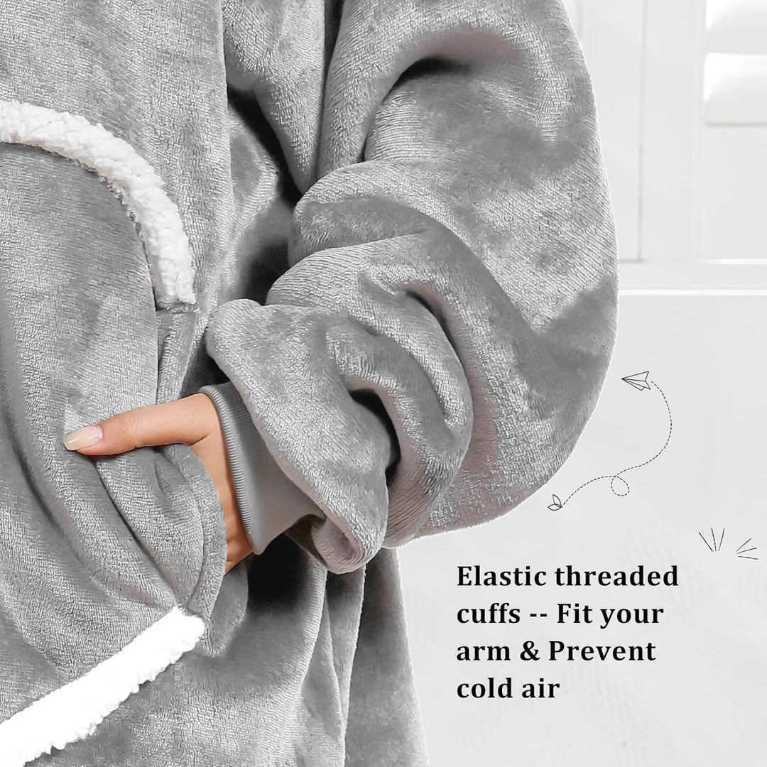 FEELJAM Decke mit Ärmeln und Kapuze, Hoodie Decken Pullover Kuscheldecke mit Ärmeln und Reissverschl