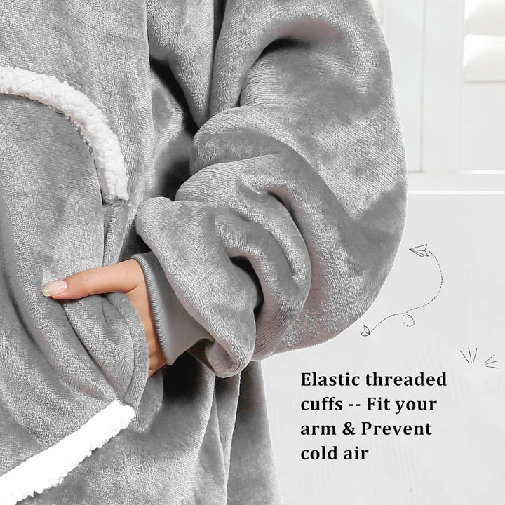 FEELJAM Decke mit Ärmeln und Kapuze, Hoodie Decken Pullover Kuscheldecke mit Ärmeln und Reissverschl