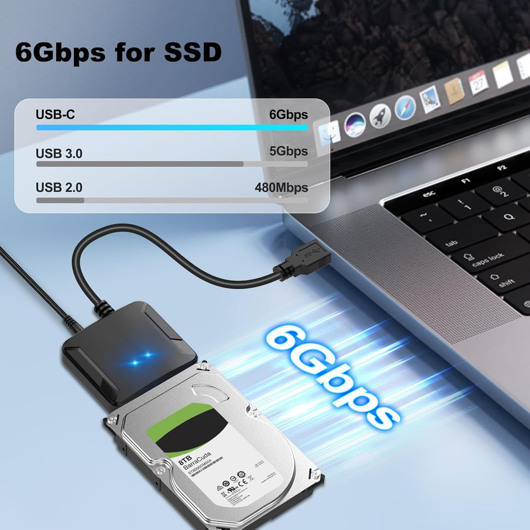 USB 3.0 auf SATA Adapter, USB C/USB3.0 auf SATAIII/II/I Festplattenadapter für 2,5 Zoll / 3,5 Zoll H