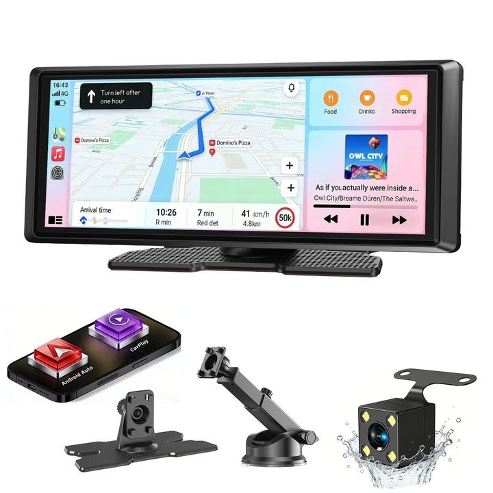 ESSGOO Carplay Android Auto Display mit Rückfahrkamera,8 Zoll Carplay Bildschirm für Apple/Android A