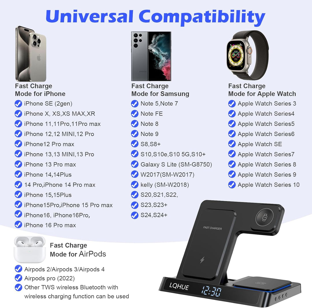 4 in 1 ladestation für iPhone und Watch Kabelloses Ladegerät 15W Faltbarer Induktive Wireless Charge