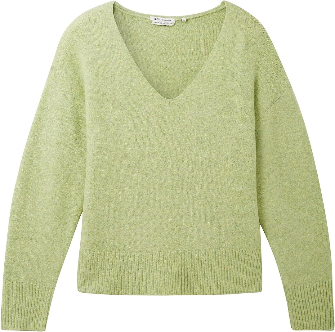 Tom Tailor Denim Damen 1038392 Basic Pullover mit V-Ausschnitt (1er Pack) S 32542-dusty Pear Green M
