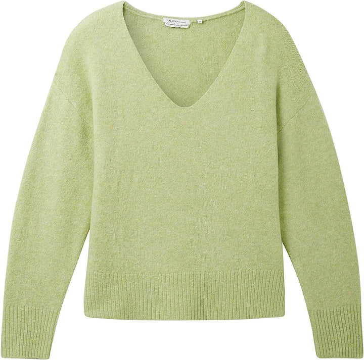 Tom Tailor Denim Damen 1038392 Basic Pullover mit V-Ausschnitt (1er Pack) S 32542-dusty Pear Green M