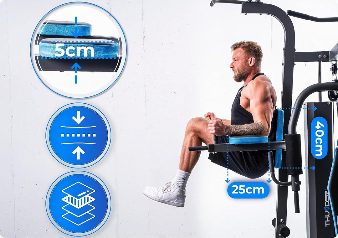 THUNDER Multifunktionale Kraftstation Home Gym Fitnessstation mit Kabelzug &amp; Muskelaufbau Training H