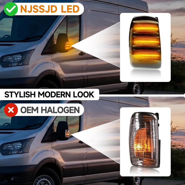 LED Spiegelblinker für Fo.rd Transit MK8 2014-2025, Rückspiegel Blinkleuchte für Wohnmobil, E-Prüfze