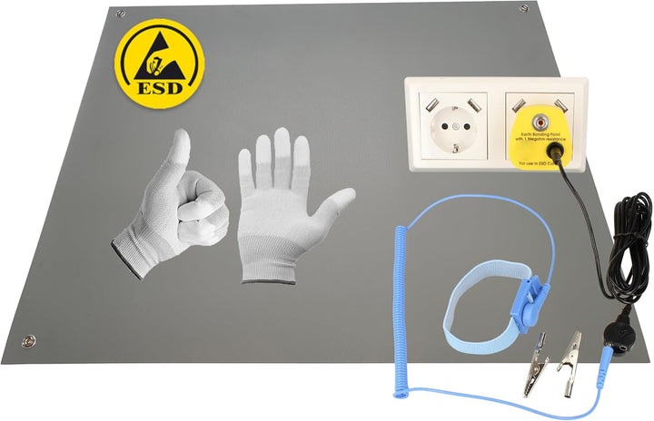 Minadax 60 x 30cm Antistatik ESD Computer Matte Tischmatte „Premiumqualität“ inkl. Manschette + 2,4m