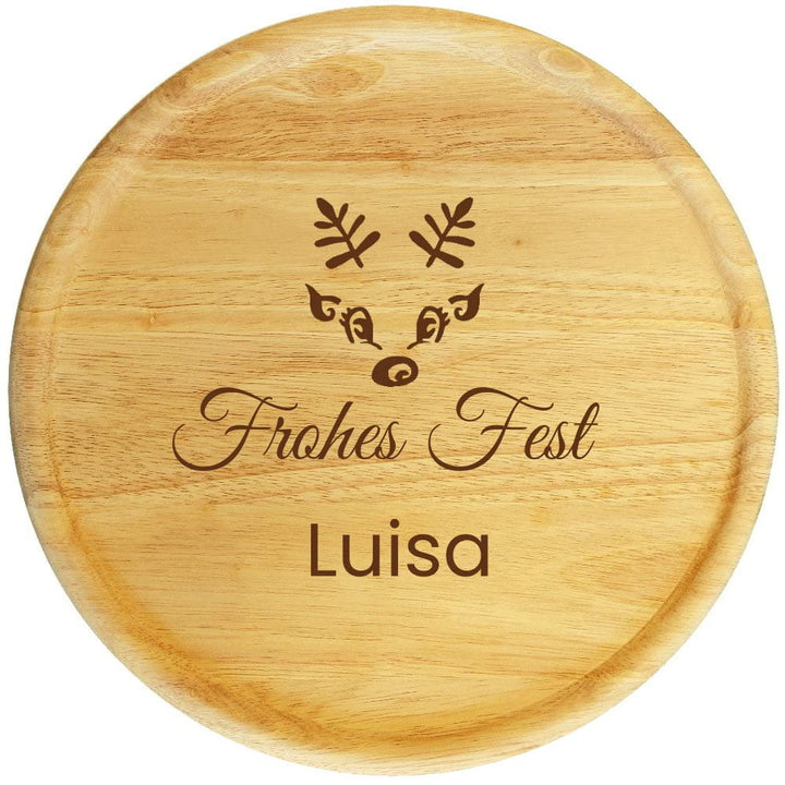 Weihnachts-Teller 32 cm mit Gravur (Namen) personalisierter Servierteller/Pizza-Teller - Geschenkide