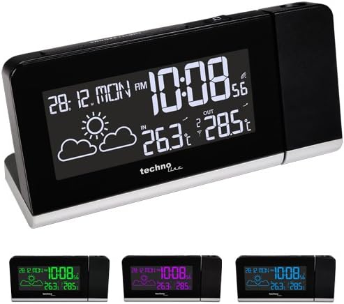 Technoline Projektionswecker WT 539 mit Funkuhr, Innen- /Aussentemperaturanzeige, Wettervorhersage u