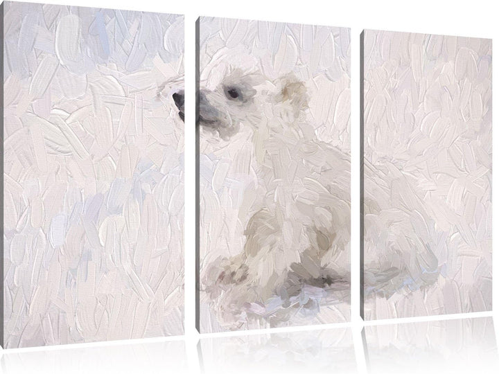 Pixxprint niedliches Eisbär Baby Kunst als Leinwandbild/Grösse: 3 Teilig (120x80) / Wandbild/Kunstdr