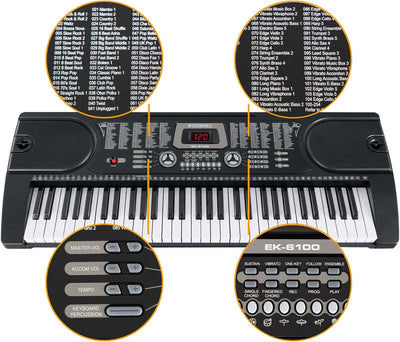 McGrey EK-6100 Keyboard - Einsteiger-Instrument mit 61 Tasten in Standardgrösse - 255 Klänge und Beg