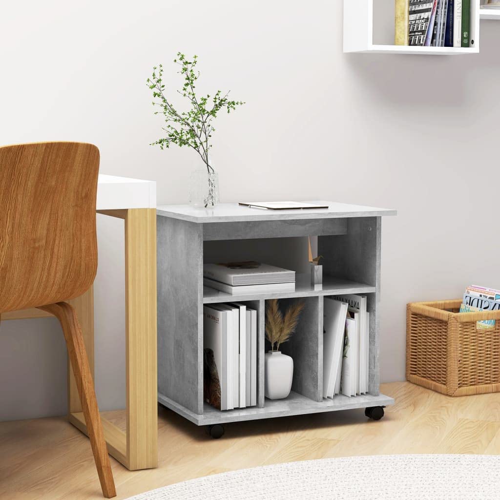 Rollschrank mit 4 offenen Fächern, Büroschrank für Wohnzimmer, Schlafzimmer, Office, Robust, Leicht