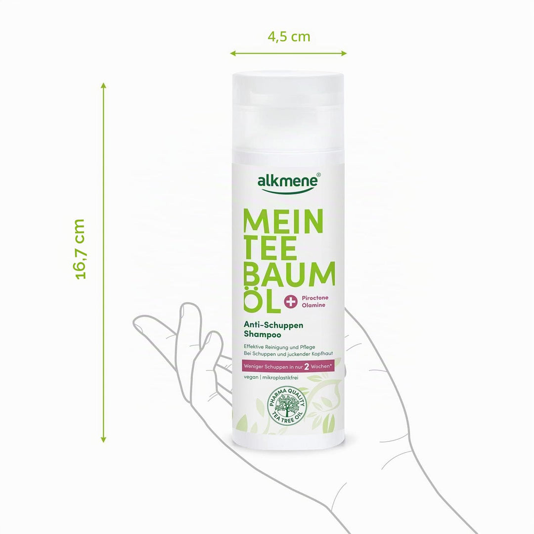 alkmene Mein Teebaumöl Anti Schuppen Shampoo 3x 200 ml - weniger Schuppen in 2 Wochen - Shampoo gege